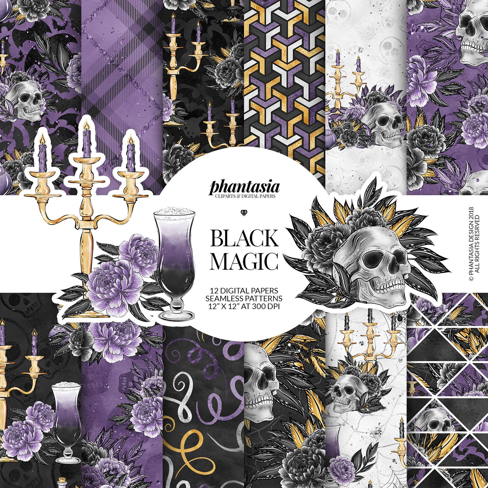 Halloween Digital Papers, Halloween Patterns, Halloween Planner ...