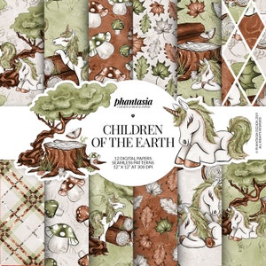 Fall Unicorns Digital Papers, Autumn Unicorns, Fall Digital, Autumn Digital, Fall Patterns, Unicorn Patterns, Cute Unicorns