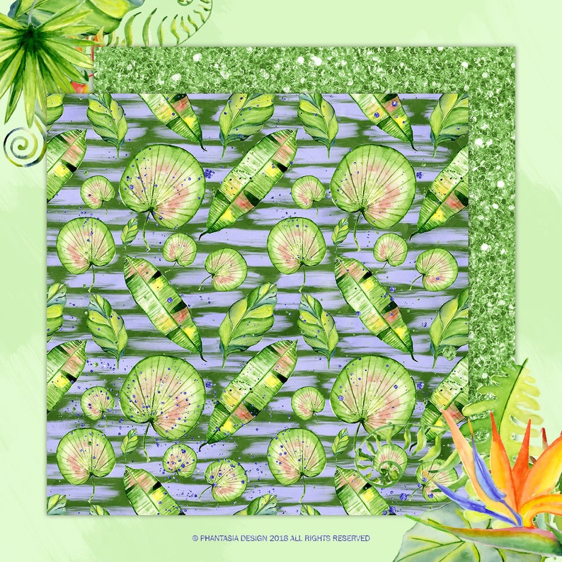 Planner Stickers Tropical Planner Tropical Leaves Summer Planner Holiday Digital Papers Tropical Digital Paper Tropical Stickers