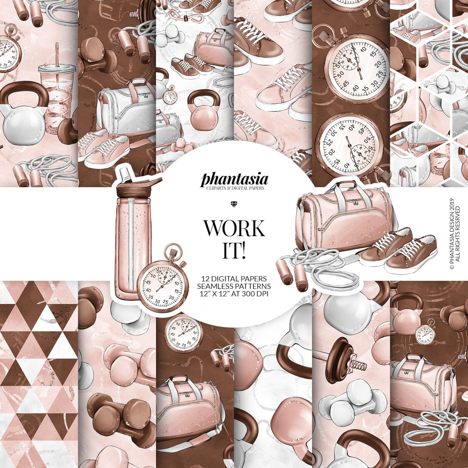 Fitness Digital Papers Workout Patterns Gym Digital Workout Etsy