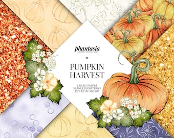 Thanksgiving Digital Paper, Basic Papers, Pumpkins Pattern, Autumn Textures, Fall Patterns, Autumn Planner, Seamless Pumpkins, Thanksgiving
