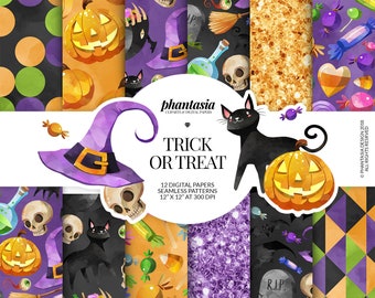 Halloween Digital Papers, Halloween Patterns, Spooky Digital Paper, Pumpkins Pattern, Halloween Seamless, Halloween Planner