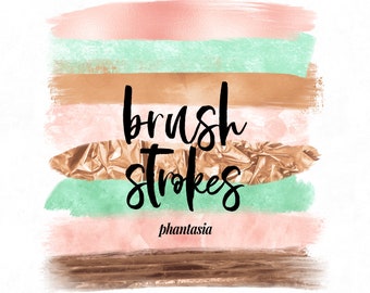 Pink And Mint, Brush Strokes Clipart, Gold Foil, Paint Strokes, Design Elements, Paint Clipart, Brush Clip Art, Autumn Colors, Fall Clipart