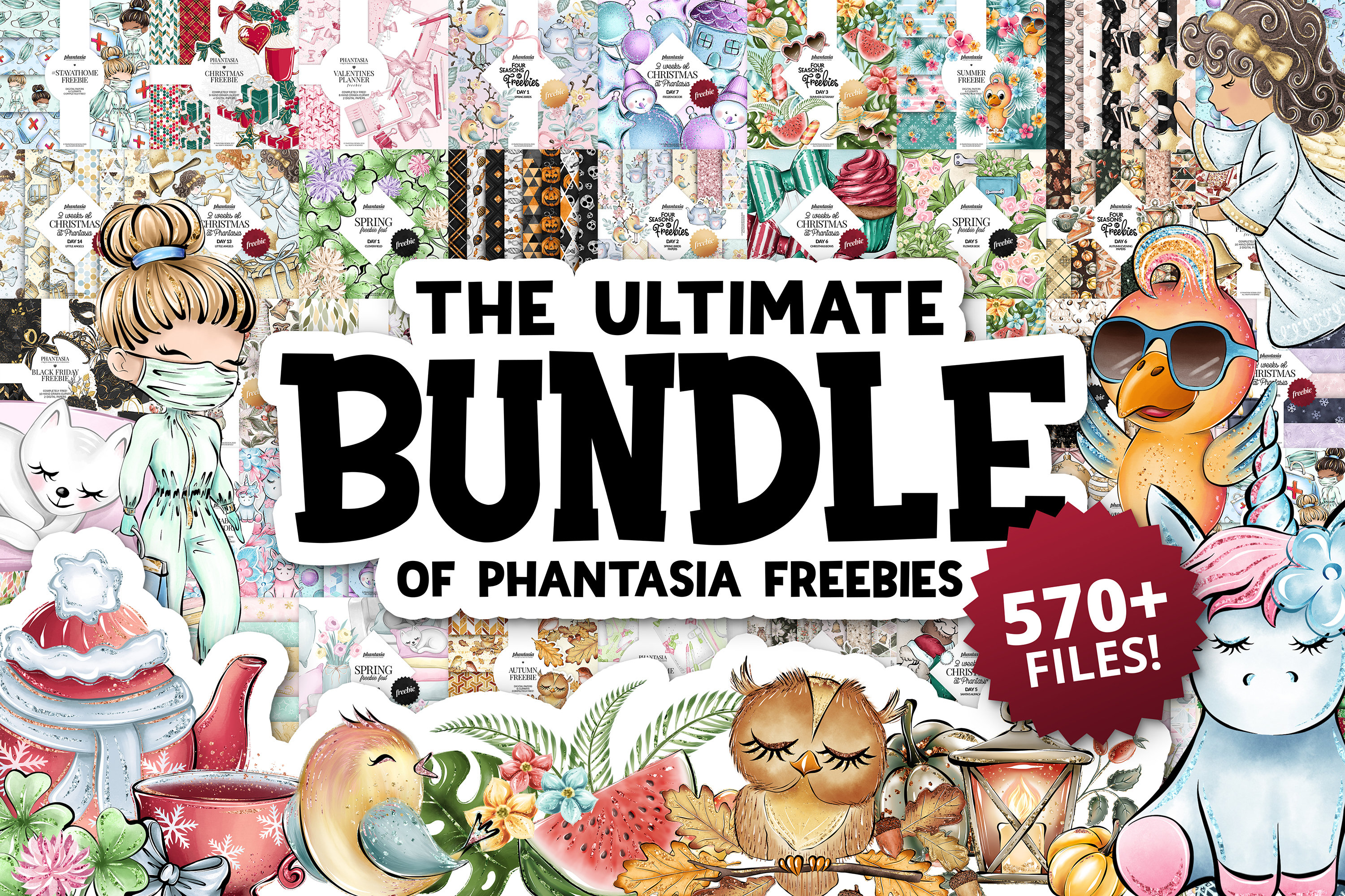 Graphics Bundle, Watercolor Bundle, Clipart Bundle, Digital Paper Bun…