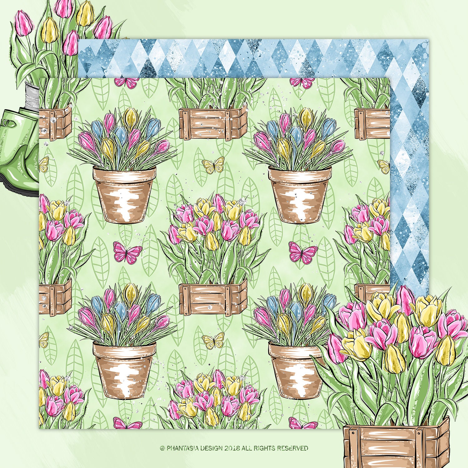 Spring Digital Paper Floral Digital Paper Spring Planner | Etsy