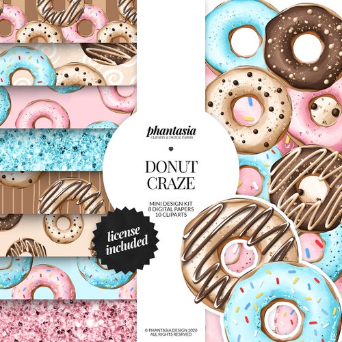 Donut Clipart Bundle Donut Digital Papers Donut Watercolor - Etsy