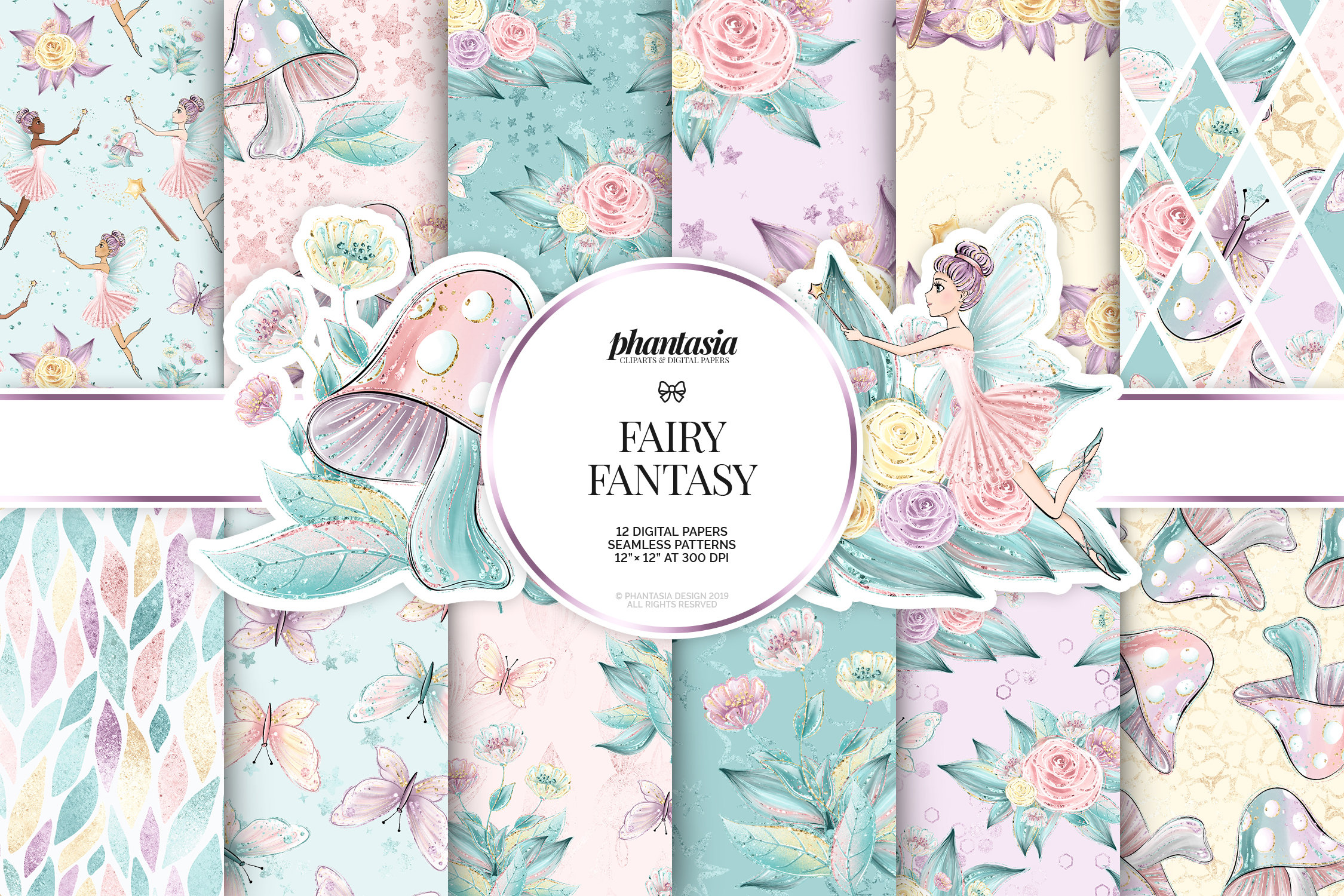 Fairy Digital Papers, Fairies Pattern, Fairy Background, Spring Digital ...