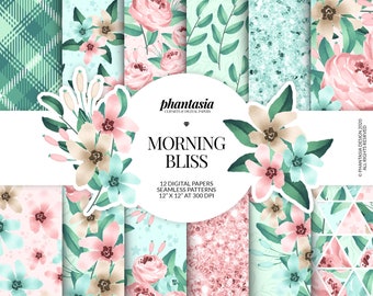Pastel Floral Digital Paper, Floral Pattern, Floral Background, Seamless Pattern, Surface Pattern, Flowers Pattern, Spring Flowers