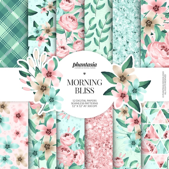 Pastel Floral Digital Paper, Floral Pattern, Floral Background