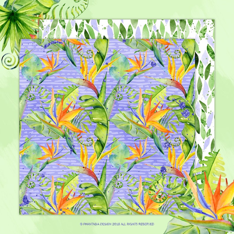 Planner Stickers Tropical Planner Tropical Leaves Summer Planner Holiday Digital Papers Tropical Digital Paper Tropical Stickers