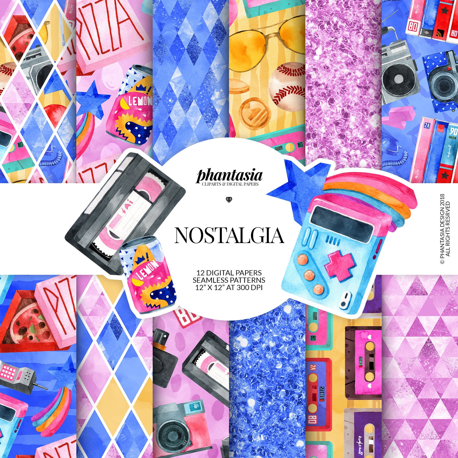 Nostalgia Digital Papers, 90s Aesthetic, 80s Nostalgia