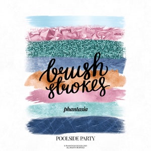 Summer Brush Strokes, Summer Color Palette, Brush Clipart, Paint Clipart, Paint Brush, Paint Strokes, Summer Palette, Hand Drawn Cliparts