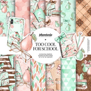 Back To School Digital Paper, College Digital Papers, University Pattern, School Seamless, School Planner, School Background, Planner