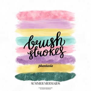 Summer Brush Strokes, Summer Color Palette, Brush Clipart, Paint Strokes, Hand Drawn Clip Art, Summer Cliparts, Watercolor Clip Art
