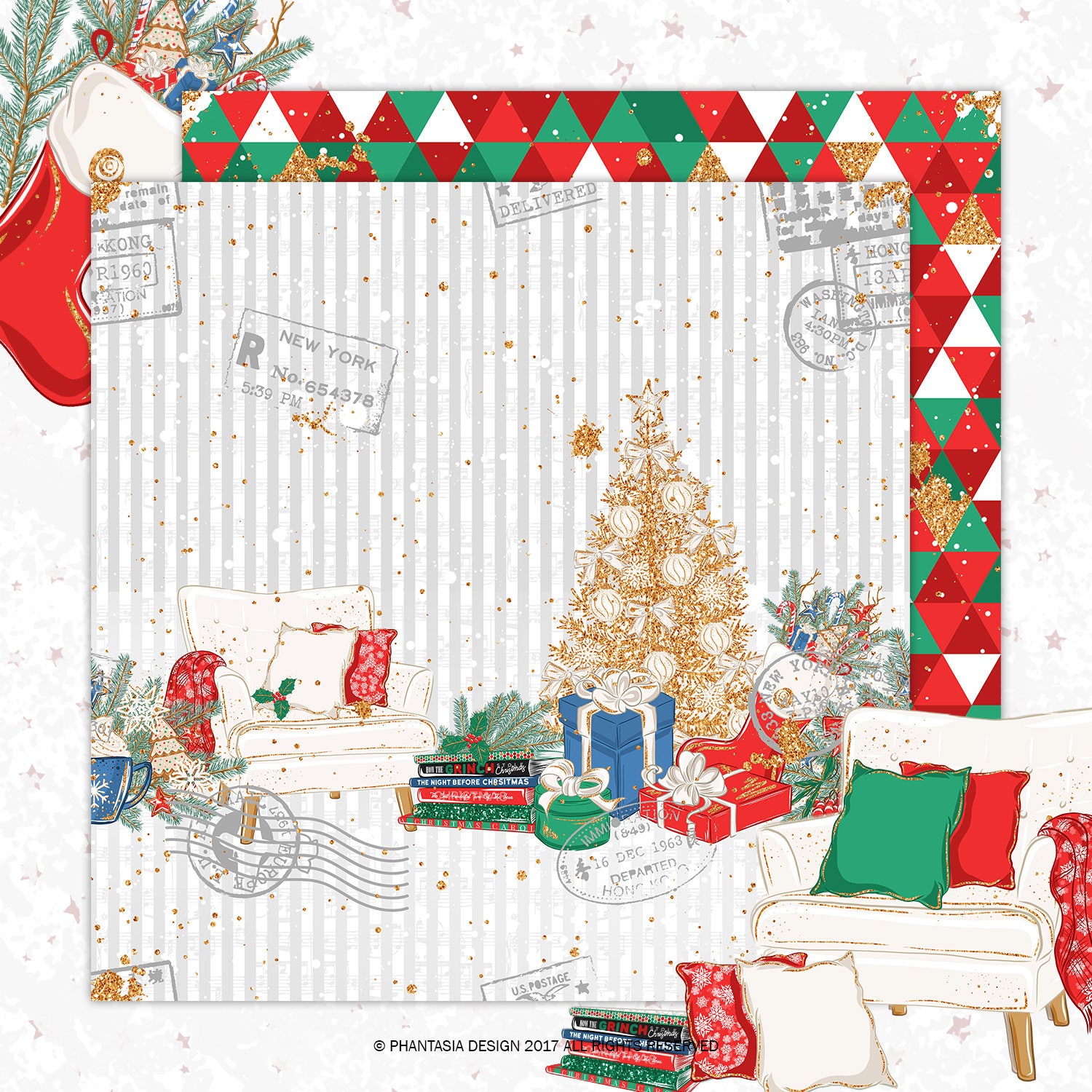 Christmas Baking Digital Paper Pack Graphic by VR Digital Design