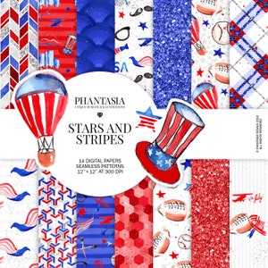 American Digital Paper, Independence Day, Fourth Of July, July Fourth Digital Paper, Patriotic Pattern, American Custom Fabric