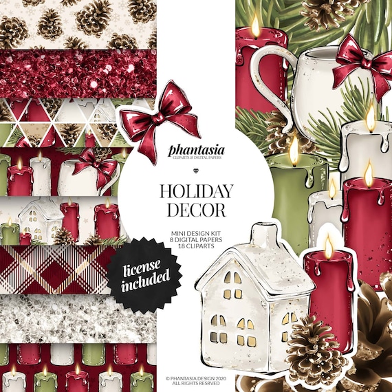 Christmas Graphics Bundle, Christmas Cliparts, Winter Illustration, Xmas Digital Paper, Christmas Digital, Winter Digital, Xmas Clipart