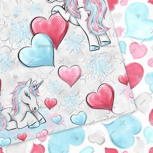 Winter Unicorn Digital Paper, Unicorn Pattern, Seamless Unicorns, Cute Unicorns, Winter Planner, Unicorn Stickers, Unicorn Background image 6