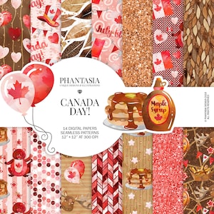 Canada Day Digital Papers, Canadian Pattern, Canada Planner, Maple Planner, Canadian Planner, Holiday Planner, Patriotic Planner, Canada