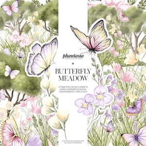 Cliparts aquarelle papillons, papillon, papillon Pastel, aquarelle prairie, Cliparts fantaisistes, planificateur Cliparts, dessiné à la main de printemps