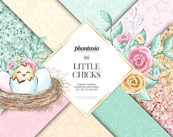 Spring Basic Papers, Easter Digital Paper, Seamless Patterns, Pastel Patterns, Pastel Spring, Spring Glitter, Glitter Papers