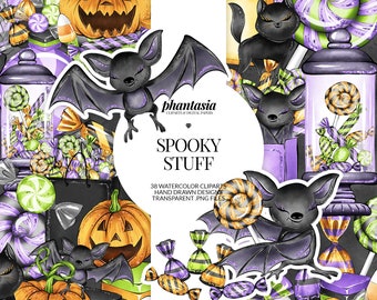 Cute Halloween Cliparts, Halloween Planner, Halloween Stickers, Halloween Candy, Spooky Cliparts, Trick Or Treat, Halloween Elements