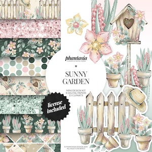 Frühling Grafiken Bundle, Frühling Garten, Frühling Elemente, von Hand gezeichnet Clipart, Frühling Clipart, Clipart Bundle, nahtlose Muster