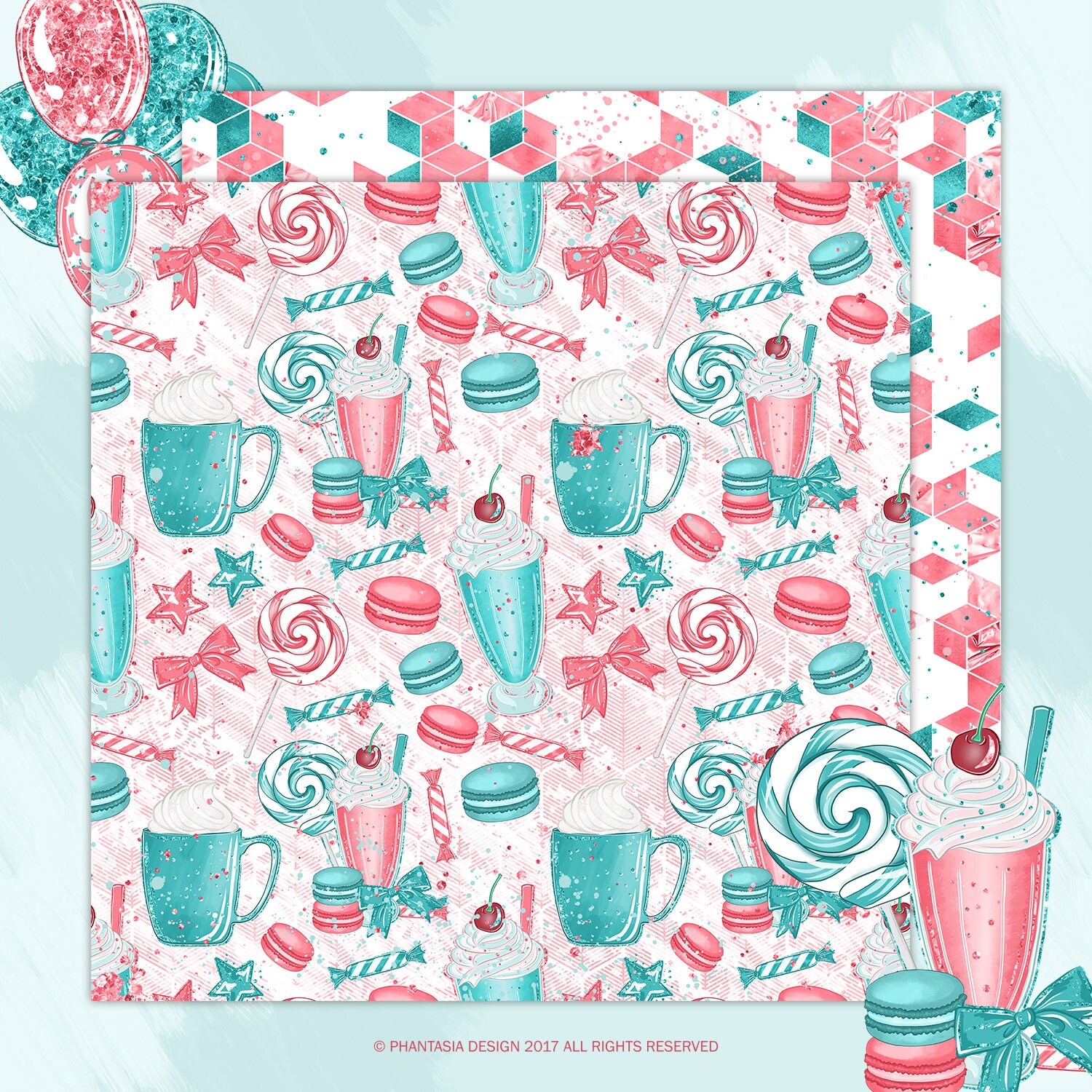 Pastel Pink Fashion Digital Paper Pack, Milkshake Digital Paper, Sweets ...