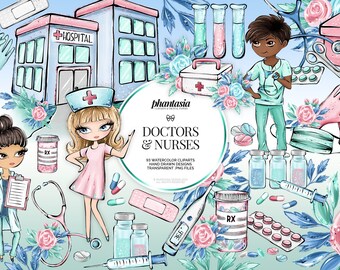 Medical Watercolor Clipart, Medical Graphics, Hand Drawn Clipart, Medical Clipart, Nurse Png, Doctor Clipart, Medical Illustration