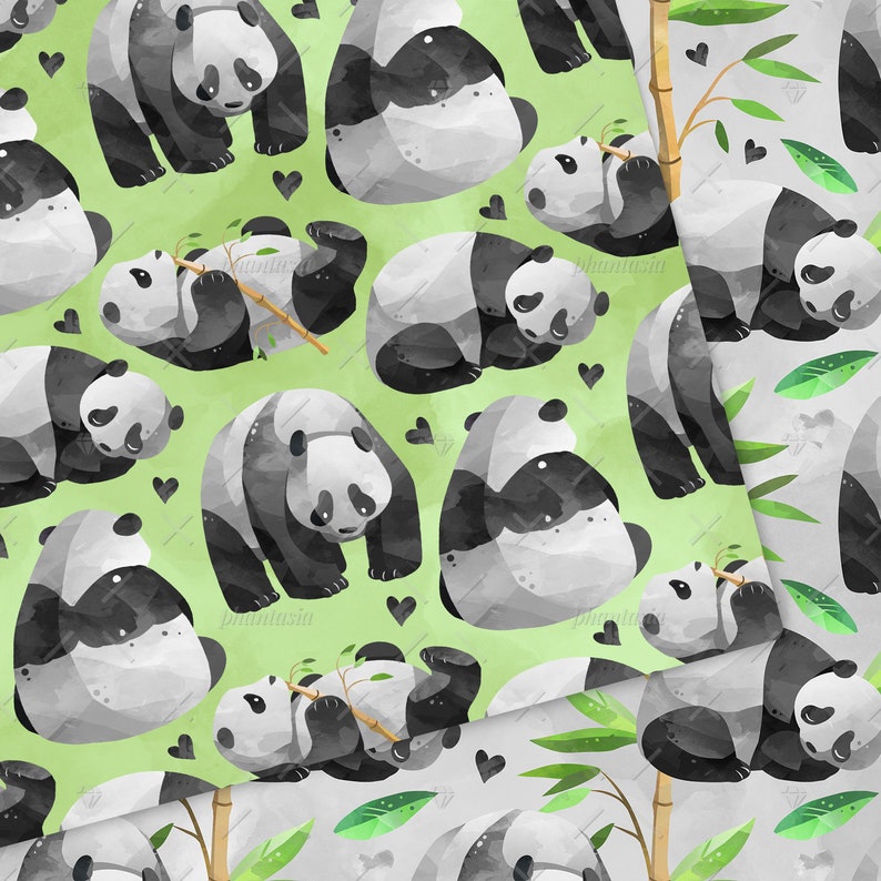 Panda Digital Paper Kids Patterns Kids Fabric Cute Animals | Etsy