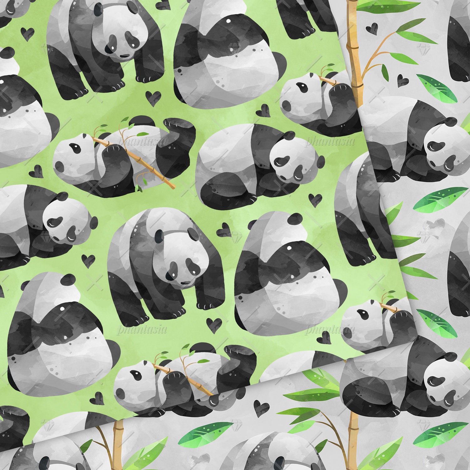 Panda Digital Paper Kids Patterns Kids Fabric Cute Animals | Etsy