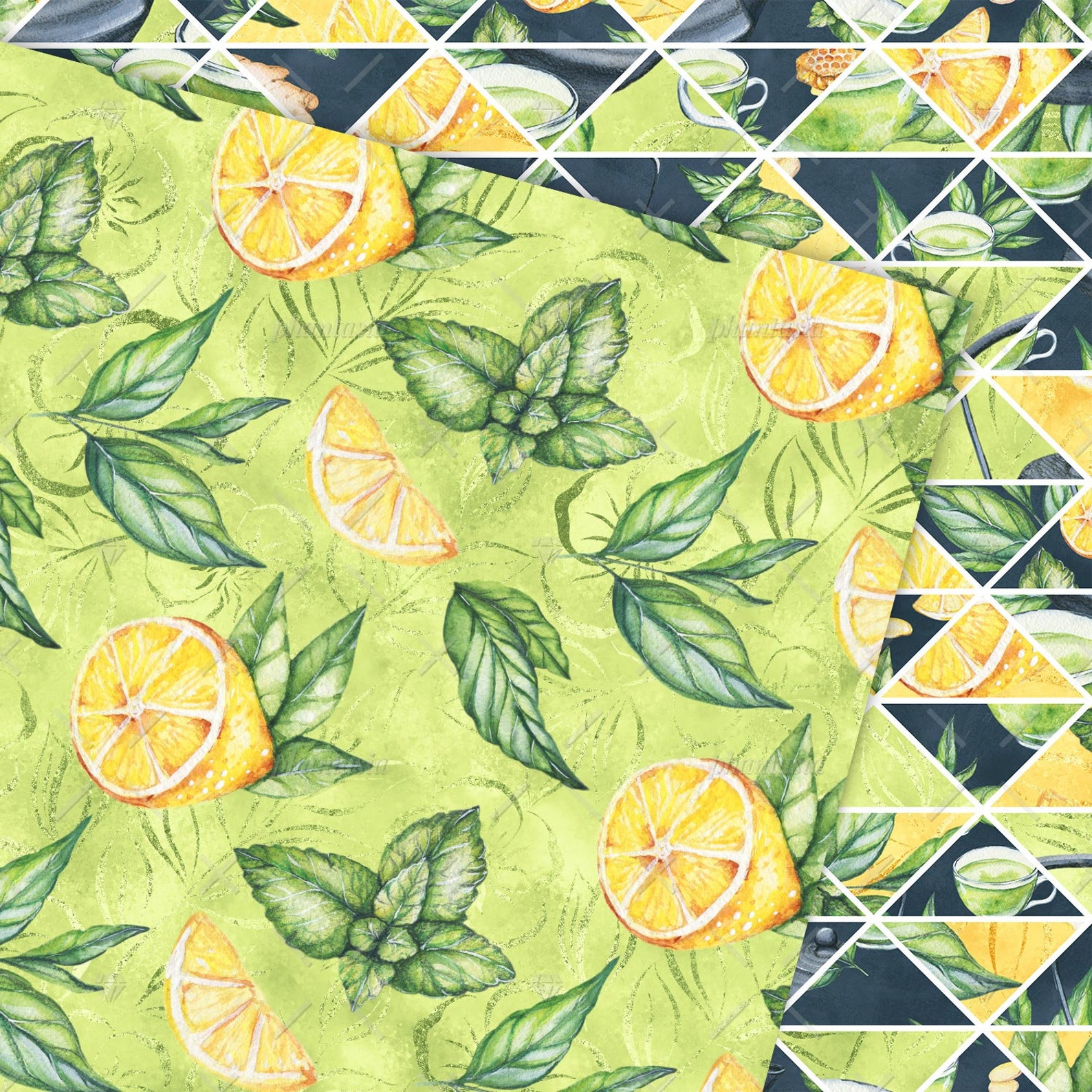 Green Tea Digital Paper Me Time Green Tea Patterns Zen | Etsy