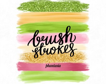 Tropical Brush Strokes, Exotic Brush Strokes, Green And Pink, Exotic Colors, Summer Colors, Summer Brush Strokes, Design Elements, Paint