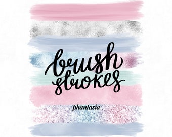 Winter Brush Strokes, Whimsical Brush, Paint Strokes, Paint Brush, Hand Drawn Cliparts, Wintery Palette, Christmas Colors, Brush Cliparts
