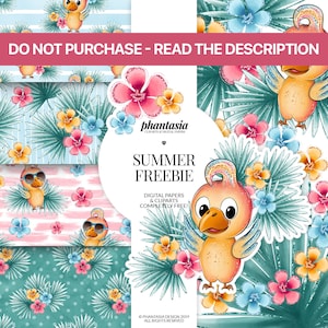 FREEBIE Summer Cliparts, Summer Digital Papers, Cute Parrot, Baby Parrot, Tropical Cliparts, Exotic Cliparts, Seamless Patterns