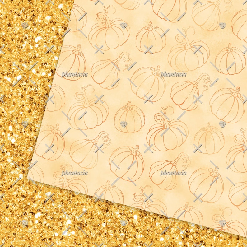 May include: A seamless pattern featuring a light brown background with a repeating pattern of hand-drawn outline pumpkins. The pumpkins are a light orange color and have a subtle watercolor effect.