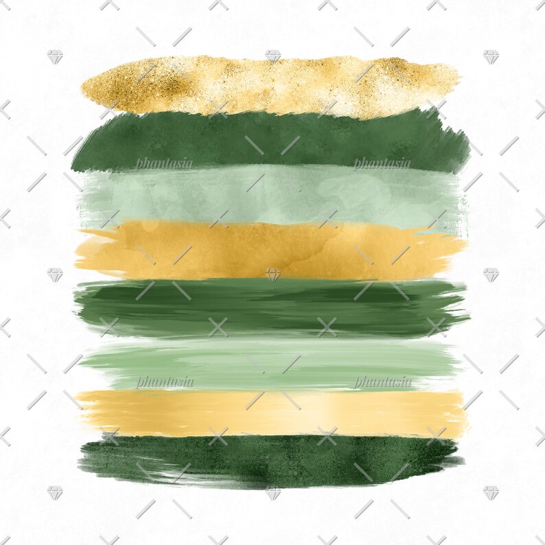 May include: Abstract digital art featuring a series of horizontal stripes in shades of green, gold, and light green. The stripes are painted in a watercolor style, giving the artwork a soft and ethereal feel.