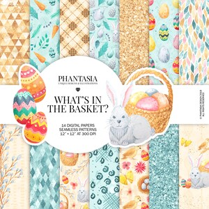 Pasqua digitale carta, carta digitale primavera, Pasqua coniglietto Scrapbook carta, cestino di Pasqua, carta digitale Pack, Pasqua Planner, Bunny Pattern