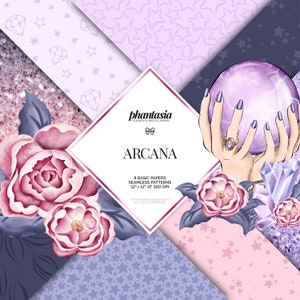 Arcana Basic Papers, Magic Patterns, Seamless Patterns, Minimalist Pattern, Digital Background, Magic Background, Zodiac Background
