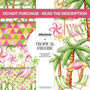 Tropical Freebie, Summer Cliparts, Summer Digital Papers, Free Goods, Free Cliparts, Summer Planner, Exotic Pattern