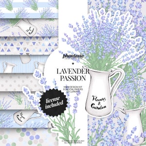 Lavender Digital Kit, Digital Clipart, Watercolor Clipart, Lavender Clipart, Lavender Pattern, Floral Pattern, Spring Patterns