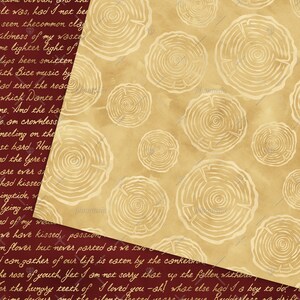 May include: A vintage-style background with a red and brown color scheme. The background features a repeating pattern of white tree rings. The text "I loved you -sh!" is visible in the lower right corner.