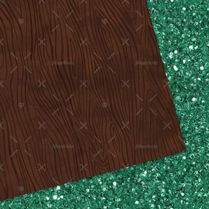 May include: A brown woodgrain pattern with a diagonal line of teal glitter.