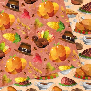 Thanksgiving Digital Paper, Thanksgiving Pattern, Seamless Patterns, Fall Background, Turkey Patterns, Thanksgiving Plaid image 2