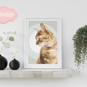 Polygonal cat cross stitch pattern