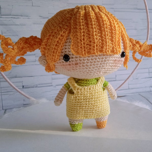 Pippi Longstocking amigurumi, Pippi Långstrump crochet doll, Pippi Longstocking