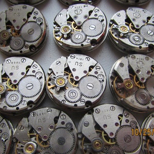 10 pcs  Luch 18 mm ROUND Vintage mechanisms WATCH Movements USSR Steampunk Jewelry Art