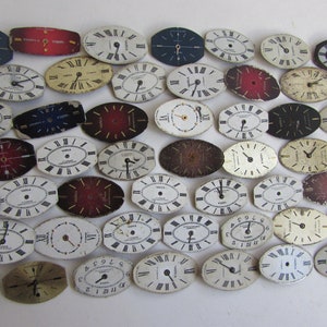 48 pieces. Little Watch Face Dials, 20x18 mm  From Old Watch Parts, & Dials For Steampunk Altered Art Gear, Repair, or ScrapBooking