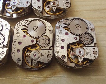 100 Stück 15 mm rechteckige Vintage-Mechanismen USSR WATCH Steampunk Schmuck Art