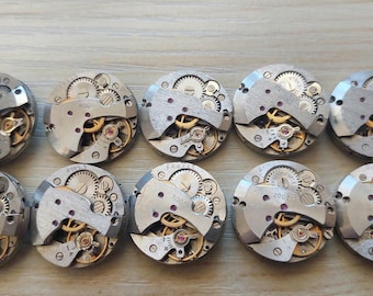 100 Stück 20 mm runde Vintage-Mechanismen WATCH Uhrwerke UDSSR Steampunk